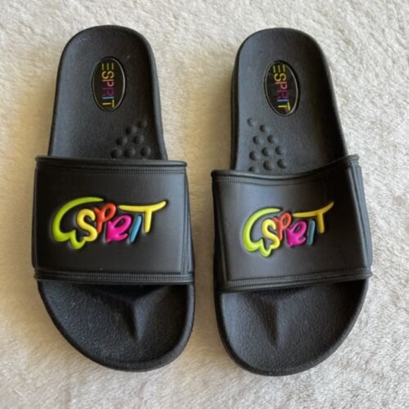 Esprit Shoes - VTG 90s Y2K ESPRIT black Rubber Slide on Beach Pool Open Toe Sandals 8 RARE